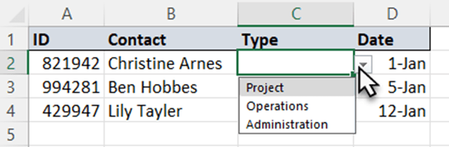 Excel Dropdown Menu Setup