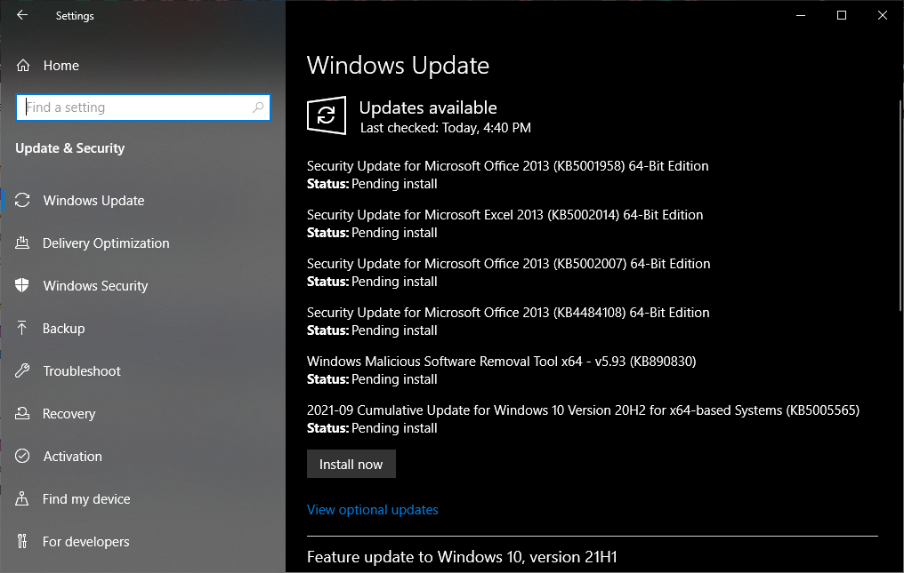 Updating Drivers on Windows 10