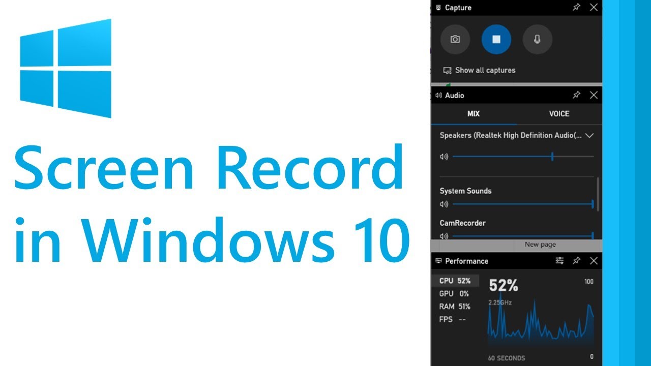 Screen recording on Windows 10 process