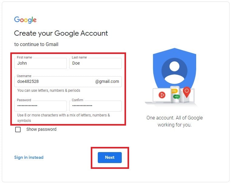 Create Gmail Account